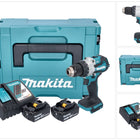 Makita DHP 489 RTJ 18 V 73 Nm Trapano avvitatore a percussione a batteria senza spazzole + 2 batterie da 5,0 Ah + caricabatterie + Makpac