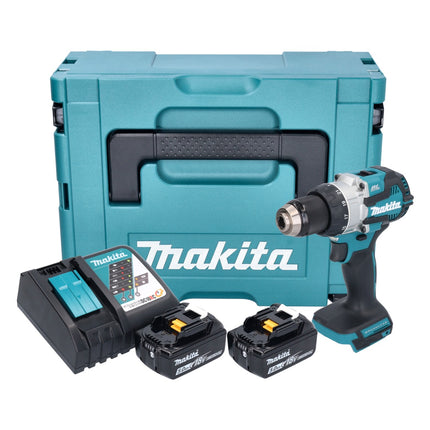 Makita DHP 489 RTJ 18 V 73 Nm Trapano avvitatore a percussione a batteria senza spazzole + 2 batterie da 5,0 Ah + caricabatterie + Makpac