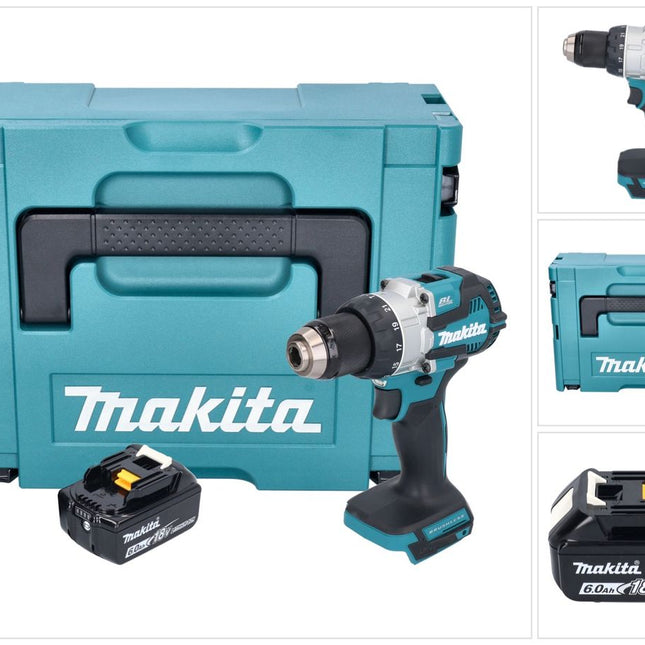 Makita DHP 489 G1J Akku Schlagbohrschrauber 18 V 73 Nm Brushless + 1x Akku 6,0 Ah + Makpac - ohne Ladegerät