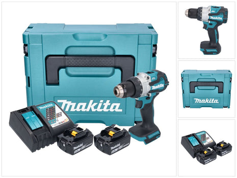 Makita DHP 489 RGJ akumulatorowa wiertarko-wkrętarka udarowa 18 V 73 Nm bezszczotkowa + 2x akumulator 6,0 Ah + ładowarka + Makpac