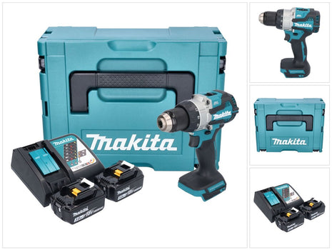 Makita DDF 489 RFJ Akku Bohrschrauber 18 V 73 Nm Brushless + 2x Akku 3,0 Ah + Ladegerät + Makpac