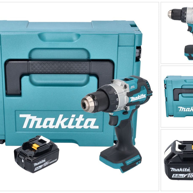 Trapano avvitatore a batteria Makita DDF 489 T1J 18 V 73 Nm brushless + 1x batteria ricaricabile 5,0 Ah + Makpac - senza caricabatterie