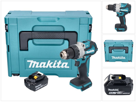 Makita DDF 489 G1J taladro atornillador inalámbrico 18 V 73 Nm sin escobillas + 1x batería 6,0 Ah + Makpac - sin cargador