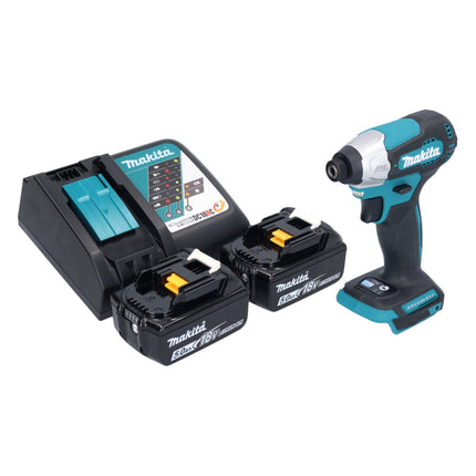 Avvitatore a impulsi a batteria Makita DTD 157 RT 18 V 140 Nm 1/4" brushless + 2x batteria ricaricabile 5,0 Ah + caricatore
