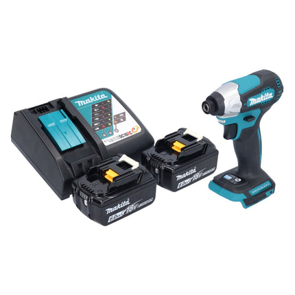 Avvitatore a impulsi a batteria Makita DTD 157 RG 18 V 140 Nm 1/4" brushless + 2x batteria ricaricabile 6,0 Ah + caricatore