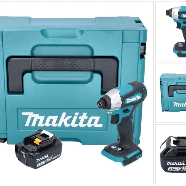 Avvitatore a impulsi a batteria Makita DTD 157 F1J 18 V 140 Nm 1/4" brushless + 1x batteria ricaricabile 3,0 Ah + Makpac - senza caricabatterie