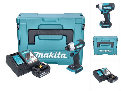 Makita DTD 157 RF1J Atornillador de impacto inalámbrico 18 V 140 Nm 1/4" sin escobillas + 1x batería 3,0 Ah + cargador + Makpac