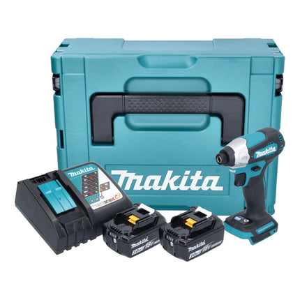 Makita DTD 157 RFJ 18 V 140 Nm 1/4'' avvitatore a impulsi senza spazzole + 2x batteria 3,0 Ah + caricabatterie + Makpac
