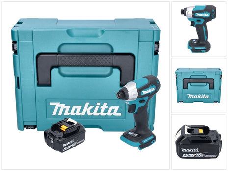 Makita DTD 157 M1J Clé à choc sans fil 18 V 140 Nm 1/4'' Brushless + 1x batterie 4,0 Ah + Makpac - sans chargeur