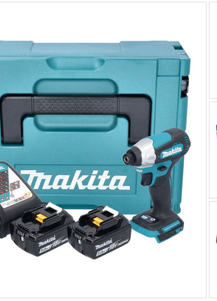 Makita DTD 157 RTJ Clé à choc sans fil 18 V 140 Nm 1/4'' Brushless + 2x batterie 5,0 Ah + chargeur + Makpac