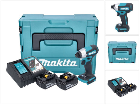 Makita DTD 157 RTJ cordless impact wrench 18 V 140 Nm 1/4" brushless + 2x rechargeable battery 5.0 Ah + charger + Makpac