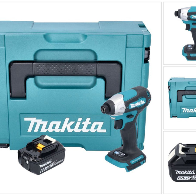 Avvitatore a impulsi a batteria Makita DTD 157 G1J 18 V 140 Nm 1/4" brushless + 1x batteria ricaricabile 6,0 Ah + Makpac - senza caricabatterie
