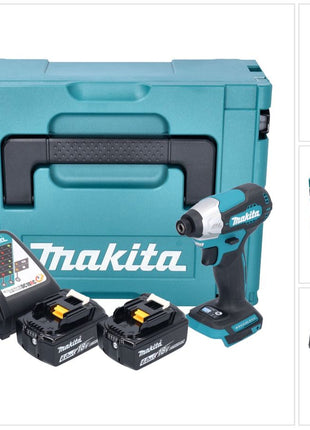 Makita DTD 157 RGJ Akku Schlagschrauber 18 V 140 Nm 1/4" Brushless + 2x Akku 6,0 Ah + Ladegerät + Makpac