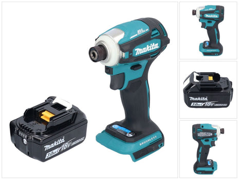 Makita DTD 172 F1 Akku Schlagschrauber 18 V 180 Nm 1/4" Brushless + 1x Akku 3,0 Ah - ohne Ladegerät