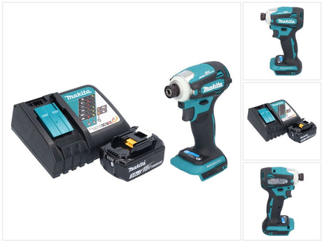 Makita DTD 172 RF1 Atornillador de impacto inalámbrico 18 V 180 Nm 1/4" sin escobillas + 1x batería 3,0 Ah + cargador