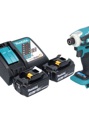 Makita DTD 172 RF Atornillador de impacto inalámbrico 18 V 180 Nm 1/4" sin escobillas + 2x baterías 3,0 Ah + cargador