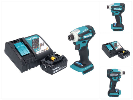 Makita DTD 172 RG1 Atornillador de impacto inalámbrico 18 V 180 Nm 1/4" sin escobillas + 1x batería 6,0 Ah + cargador