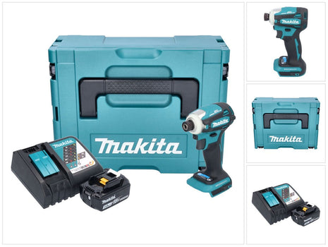 Makita DTD 172 RF1J Atornillador de impacto inalámbrico 18 V 180 Nm 1/4" sin escobillas + 1x batería 3,0 Ah + cargador + Makpac