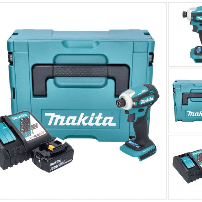 Avvitatore a impulsi a batteria Makita DTD 172 RT1J 18 V 180 Nm 1/4" brushless + 1x batteria ricaricabile 5,0 Ah + caricabatterie + Makpac