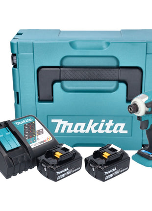 Makita DTD 172 RTJ Akku Schlagschrauber 18 V 180 Nm 1/4" Brushless + 2x Akku 5,0 Ah + Ladegerät + Makpac