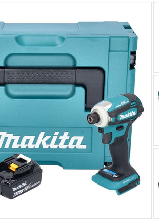 Makita DTD 172 G1J llave de impacto inalámbrica 18 V 180 Nm 1/4" sin escobillas + 1x batería 6,0 Ah + Makpac - sin cargador