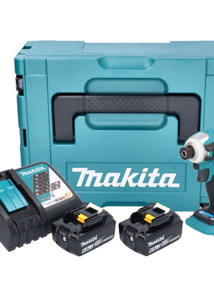 Makita DTD 172 RGJ Akku Schlagschrauber 18 V 180 Nm 1/4" Brushless + 2x Akku 6,0 Ah + Ladegerät + Makpac