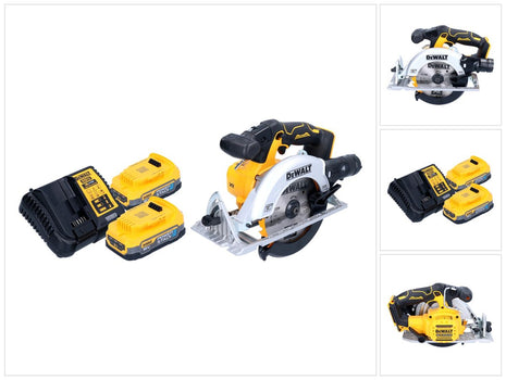 DeWalt DCS 565 E2 Scie circulaire 18 V 165 mm Brushless + 2x Powerstack batterie 1,7 Ah + chargeur