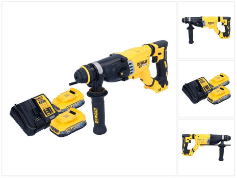 DeWalt DCH 263 E2 Marteau perforateur burineur sans fil 18 V 3 J SDS Plus Brushless + 2x Powerstack Batterie 1,7 Ah + Ladegert