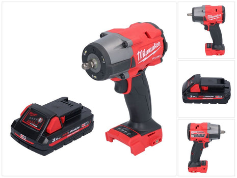 Milwaukee M18 FMTIW2F38-301 Cordless impact wrench 18 V 745 Nm 3/8" brushless + 1x rechargeable battery 3.0 Ah - without charger