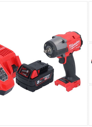 Milwaukee M18 FMTIW2F38-501 Clé à choc sans fil 18 V 745 Nm 3/8'' Brushless + 1x batterie 5,0 Ah + chargeur