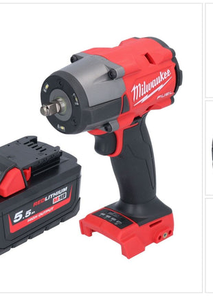 Milwaukee M18 FMTIW2F38-551 Akumulatorowy klucz udarowy 18 V 745 Nm 3/8" bezszczotkowy + 1x akumulator 5,5 Ah - bez ładowarki