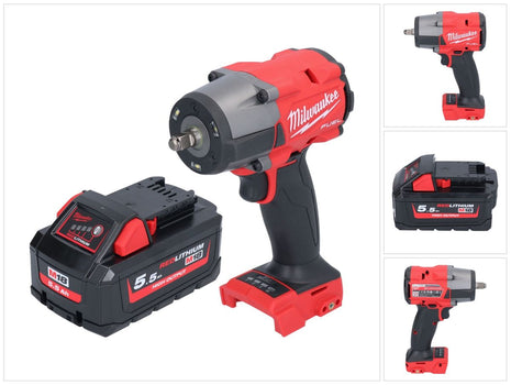 Milwaukee M18 FMTIW2F38-551 Clé à choc sans fil 18 V 745 Nm 3/8'' Brushless + 1x batterie 5,5 Ah - sans chargeur