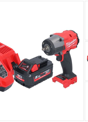 Milwaukee M18 FMTIW2F38-551 Cordless impact wrench 18 V 745 Nm 3/8" brushless + 1x rechargeable battery 5.5 Ah + charger