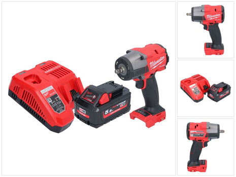 Milwaukee M18 FMTIW2F38-551 Akumulatorowy klucz udarowy 18 V 745 Nm 3/8" bezszczotkowy + 1x akumulator 5,5 Ah + ładowarka