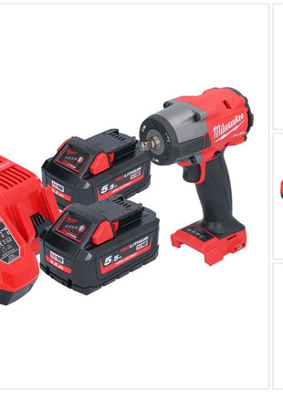 Milwaukee M18 FMTIW2F38-552 Cordless impact wrench 18 V 745 Nm 3/8" brushless + 2x rechargeable battery 5.5 Ah + charger