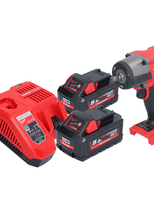 Milwaukee M18 FMTIW2F38-552 Akku Schlagschrauber 18 V 745 Nm 3/8" Brushless + 2x Akku 5,5 Ah + Ladegerät