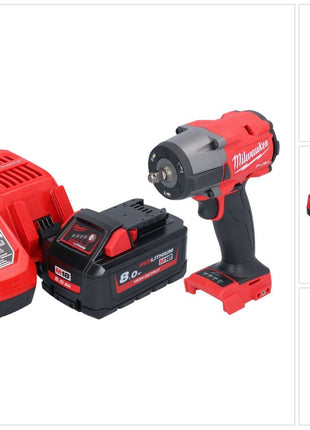 Milwaukee M18 FMTIW2F38-801 Cordless impact wrench 18 V 745 Nm 3/8" brushless + 1x rechargeable battery 8.0 Ah + charger