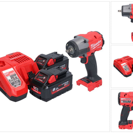 Milwaukee M18 FMTIW2F38-802 Avvitatore a impulsi a batteria 18 V 745 Nm 3/8" brushless + 2x batteria ricaricabile 8,0 Ah + caricatore