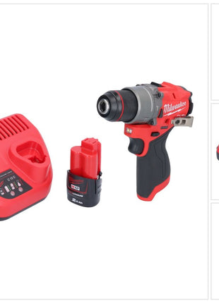 Milwaukee M12 FPD2-201 Akku Schlagbohrschrauber 12 V 45 Nm Brushless + 1x Akku 2,0 Ah + Ladegerät