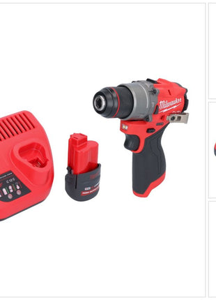 Taladro percutor inalámbrico Milwaukee M12 FPD2-251 12 V 45 Nm sin escobillas + 1x batería 2,5 Ah + cargador