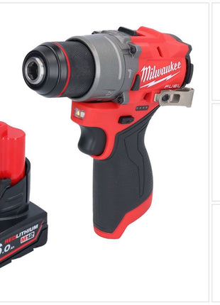 Taladro percutor inalámbrico Milwaukee M12 FPD2-601 12 V 45 Nm sin escobillas + 1x batería 6,0 Ah - sin cargador