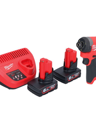 Clé à chocs sans fil Milwaukee M12 FID2-602 12 V 170 Nm 1/4" brushless + 2x batteries 6,0 Ah + chargeur