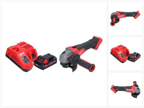 Amoladora angular a batería Milwaukee M18 FSAG115X-301 18 V 115 mm sin escobillas + 1x batería 3,0 Ah + cargador