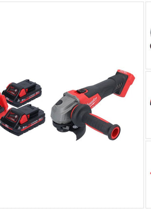 Milwaukee M18 FSAG115X-302 Akku Winkelschleifer 18 V 115 mm Brushless + 2x Akku 3,0 Ah + Ladegerät