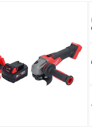 Amoladora angular a batería Milwaukee M18 FSAG115X-501 18 V 115 mm sin escobillas + 1x batería 5,0 Ah + cargador