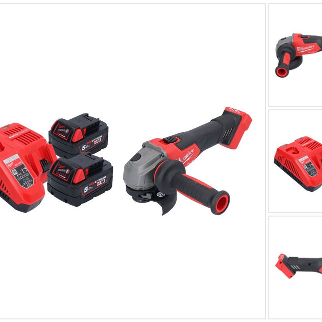 Milwaukee M18 FSAG115X-502 Akku Winkelschleifer 18 V 115 mm Brushless + 2x Akku 5,0 Ah + Ladegerät