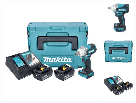 Makita DTW 301 RMJ Atornillador de impacto inalámbrico 18 V 330 Nm 1/2" sin escobillas + 2x batería 4,0 Ah + cargador + Makpac