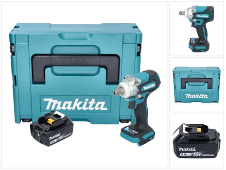 Makita DTW 301 T1J Akku Schlagschrauber 18 V 330 Nm 1/2" Brushless + 1x Akku 5,0 Ah + Makpac - ohne Ladegerät