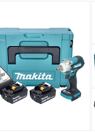 Makita DTW 301 RTJ Akku Schlagschrauber 18 V 330 Nm 1/2" Brushless + 2x Akku 5,0 Ah + Ladegerät + Makpac