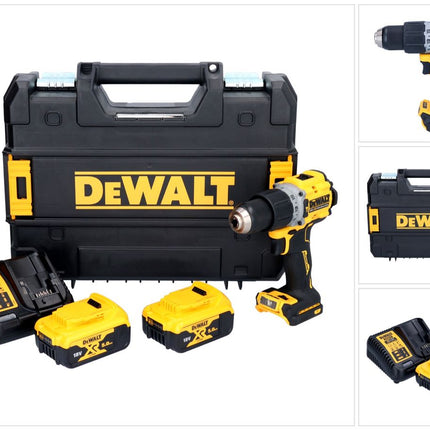 Trapano avvitatore a percussione a batteria DeWalt DCD 805 P2T 18 V 90 Nm Brushless + 2 batterie da 5,0 Ah + caricabatterie + TSTAK